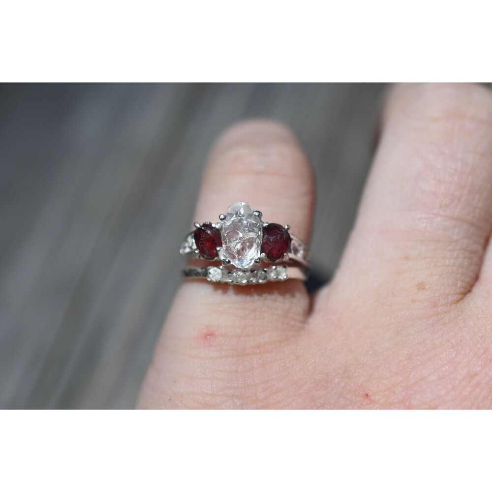 Garnet Ring, rough diamond ring, anniversary ring, raw stone rings, promise ring